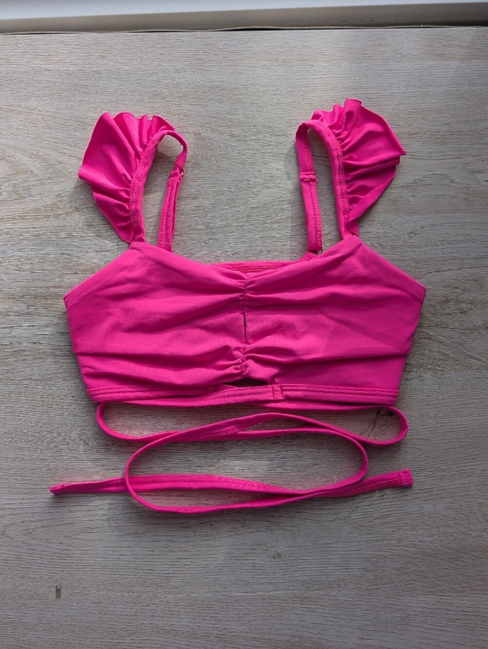 Five Dancewear Hot Pink Ruffle Wrap Top / Sports Bra - Size Youth Large (YL)